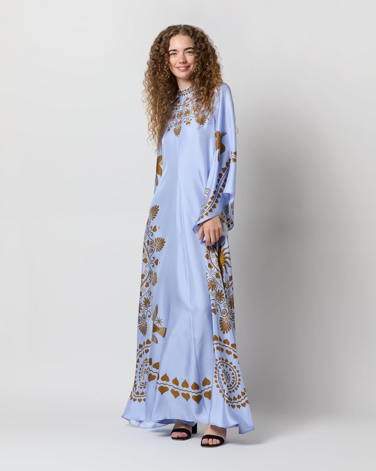 Magnifico Dress in Light Blue Olympus Placée Silk Twill