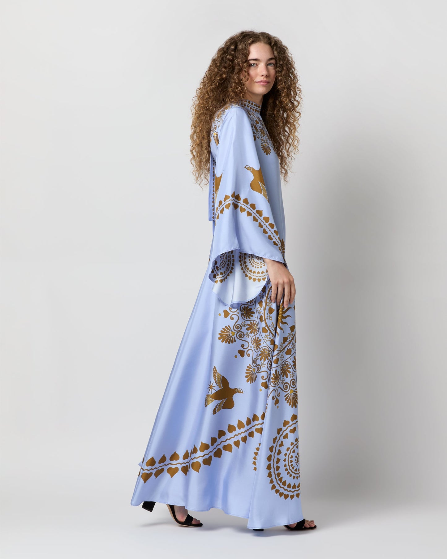 Magnifico Dress in Light Blue Olympus Placée Silk Twill