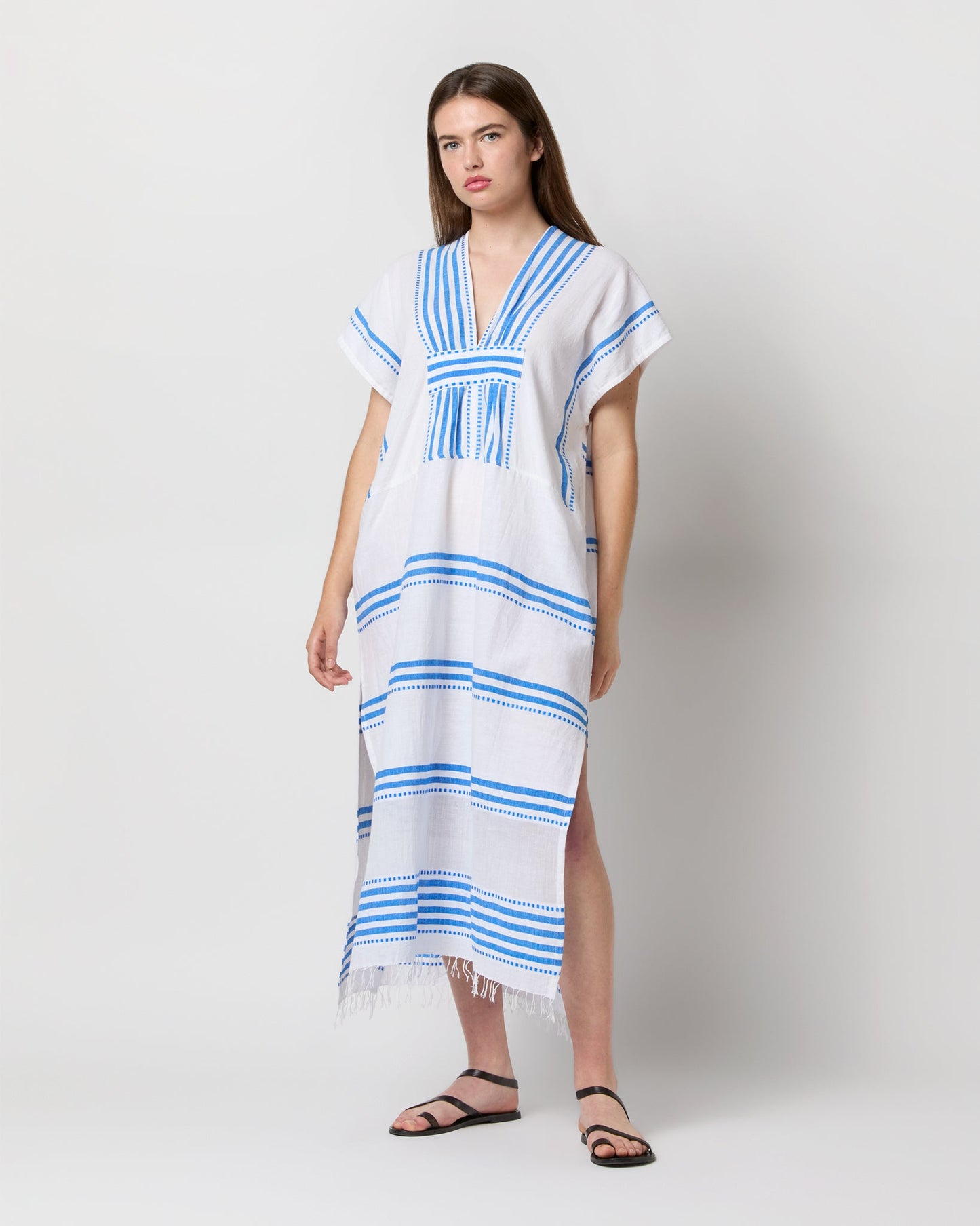 Gasira V-Neck Caftan in Eshe Blue