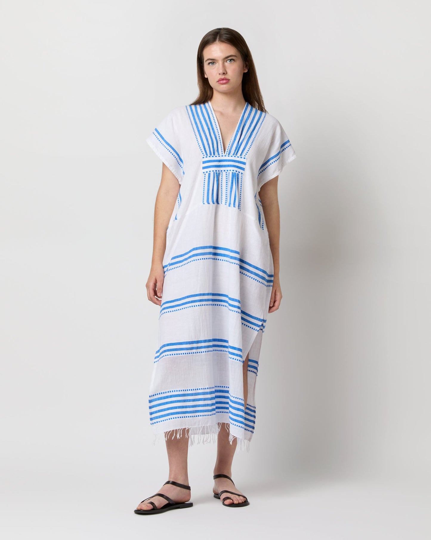 Gasira V-Neck Caftan in Eshe Blue