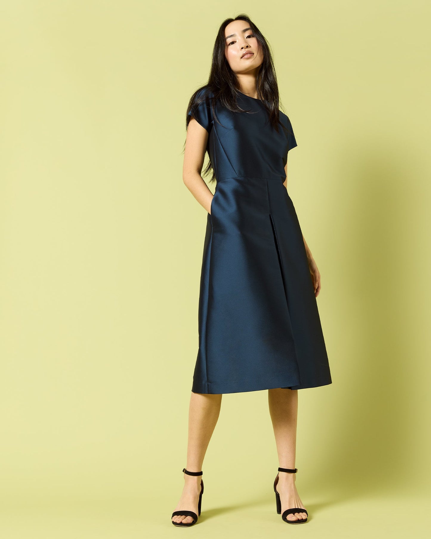 Suzzette Dress in Navy Mikado