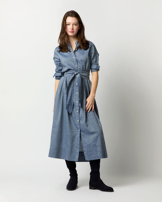 Classic Shirtwaist Dress in Indigo Cotolino Chambray