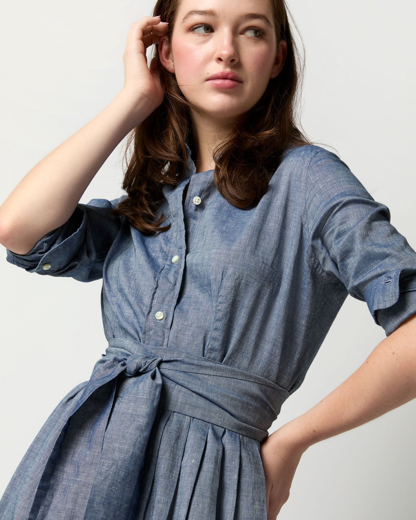 Classic Shirtwaist Dress in Indigo Cotolino Chambray