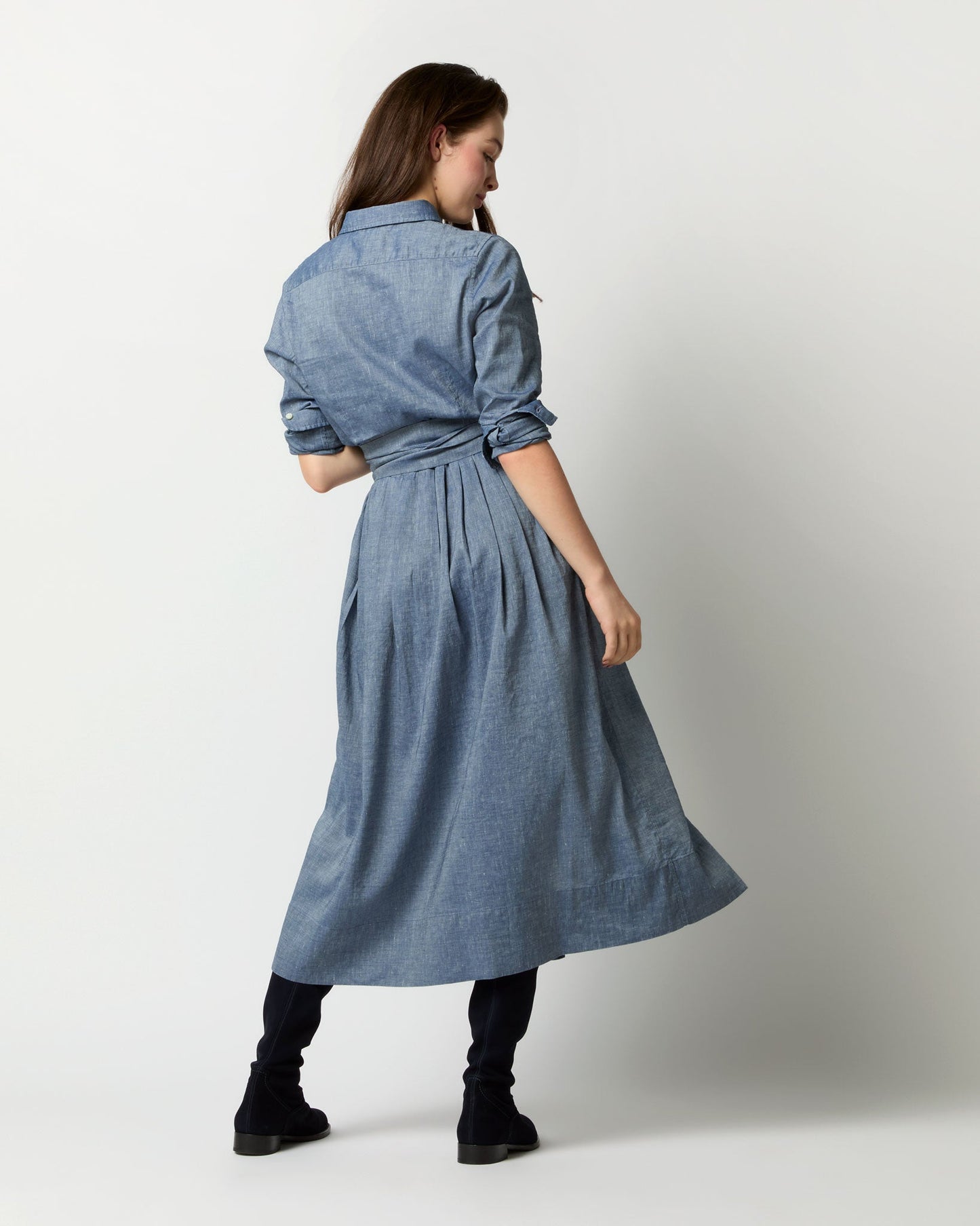 Classic Shirtwaist Dress in Indigo Cotolino Chambray