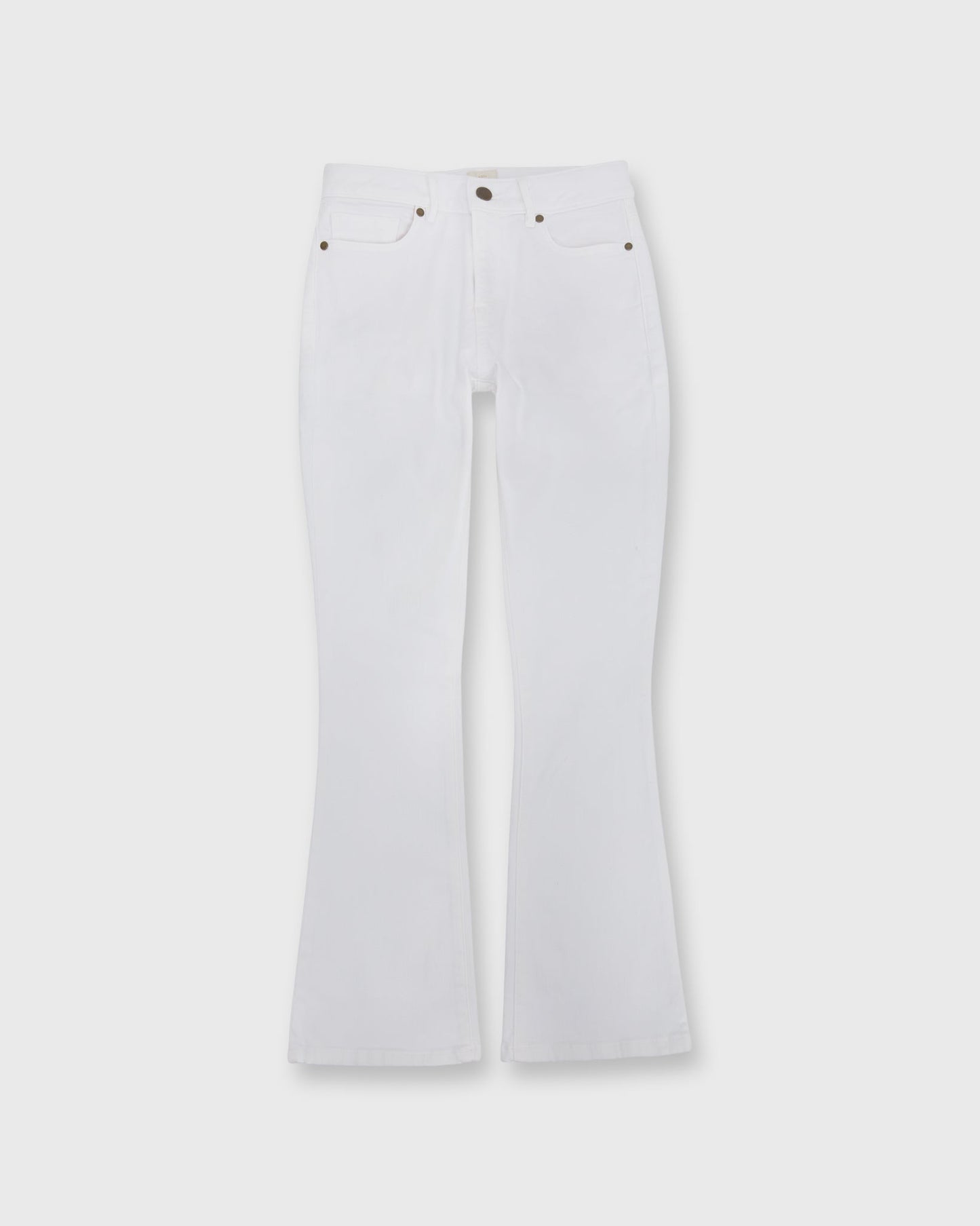 Flare Cropped 5-Pocket Jean in White Stretch Denim