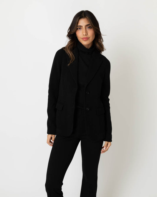 Parker Jacket in Black Wool Pique Knit