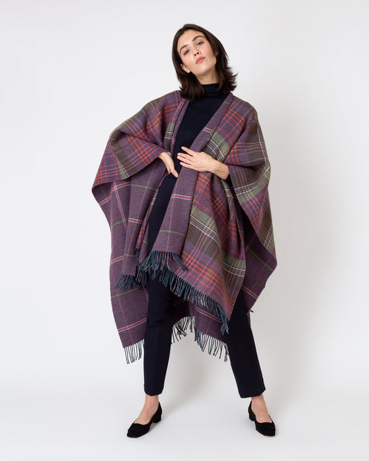 Reversible Scottish Heritage Cape in Heather Double-Faced Lambswool