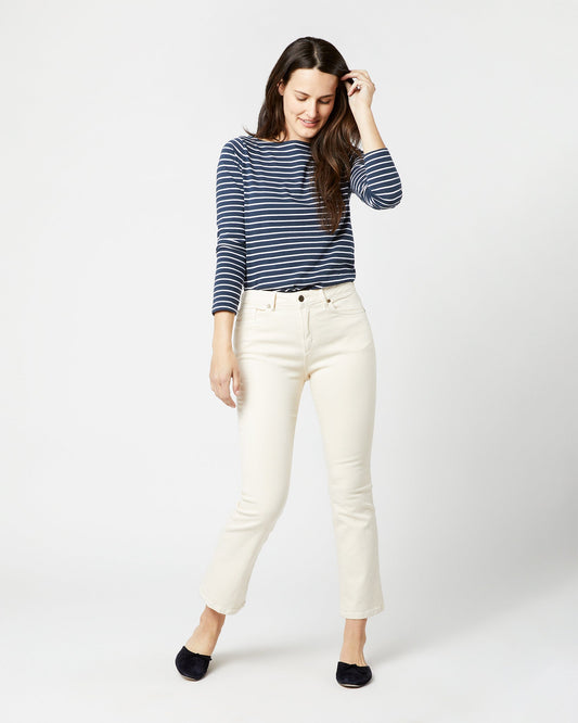 Flare Cropped 5-Pocket Jean in Natural Stretch Denim