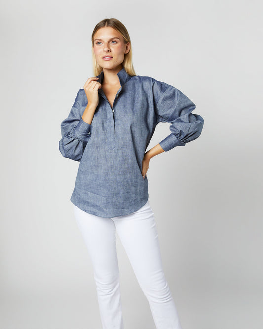 Anaya Popover Shirt in Indigo Cotolino Chambray