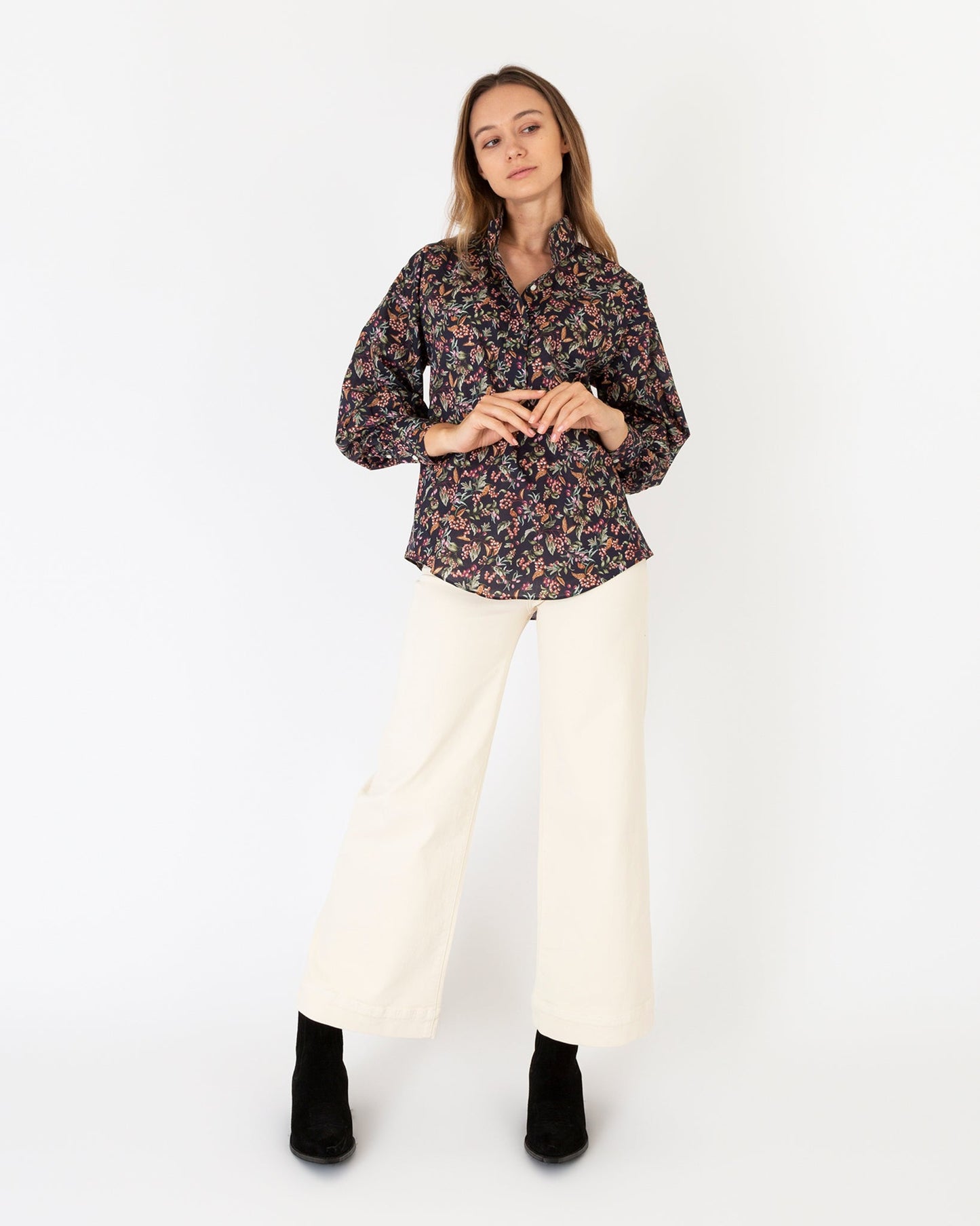 Anaya Popover Shirt in Berry Bittersweet Liberty Fabric