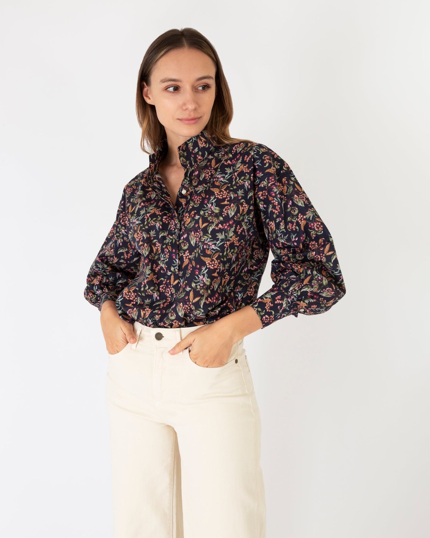 Anaya Popover Shirt in Berry Bittersweet Liberty Fabric