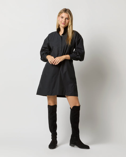 Anaya Popover Dress in Black Poplin