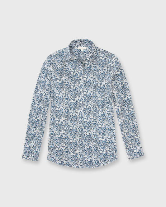 Tomboy Popover Shirt in Blue Multi June's Meadow Liberty Fabric