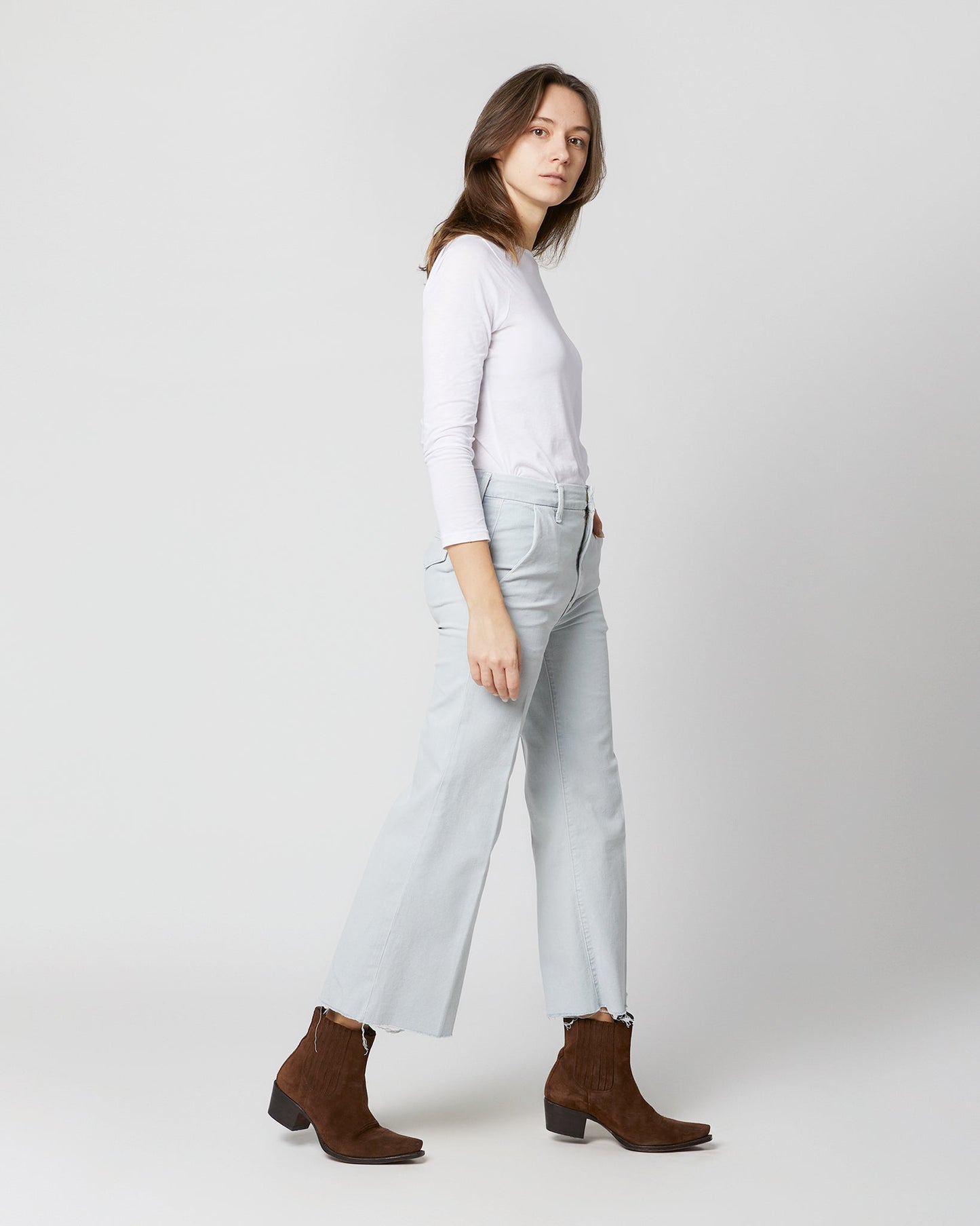 The Roller Crop Prep Fray Jean in Ballad Blue