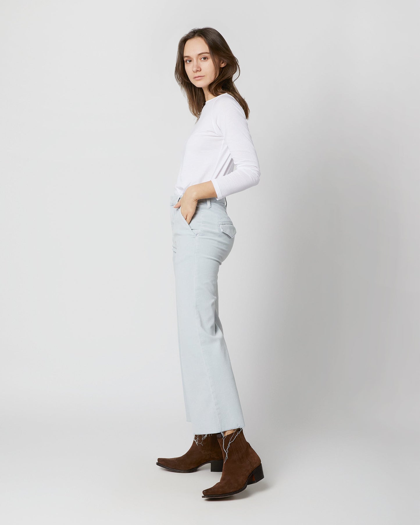 The Roller Crop Prep Fray Jean in Ballad Blue