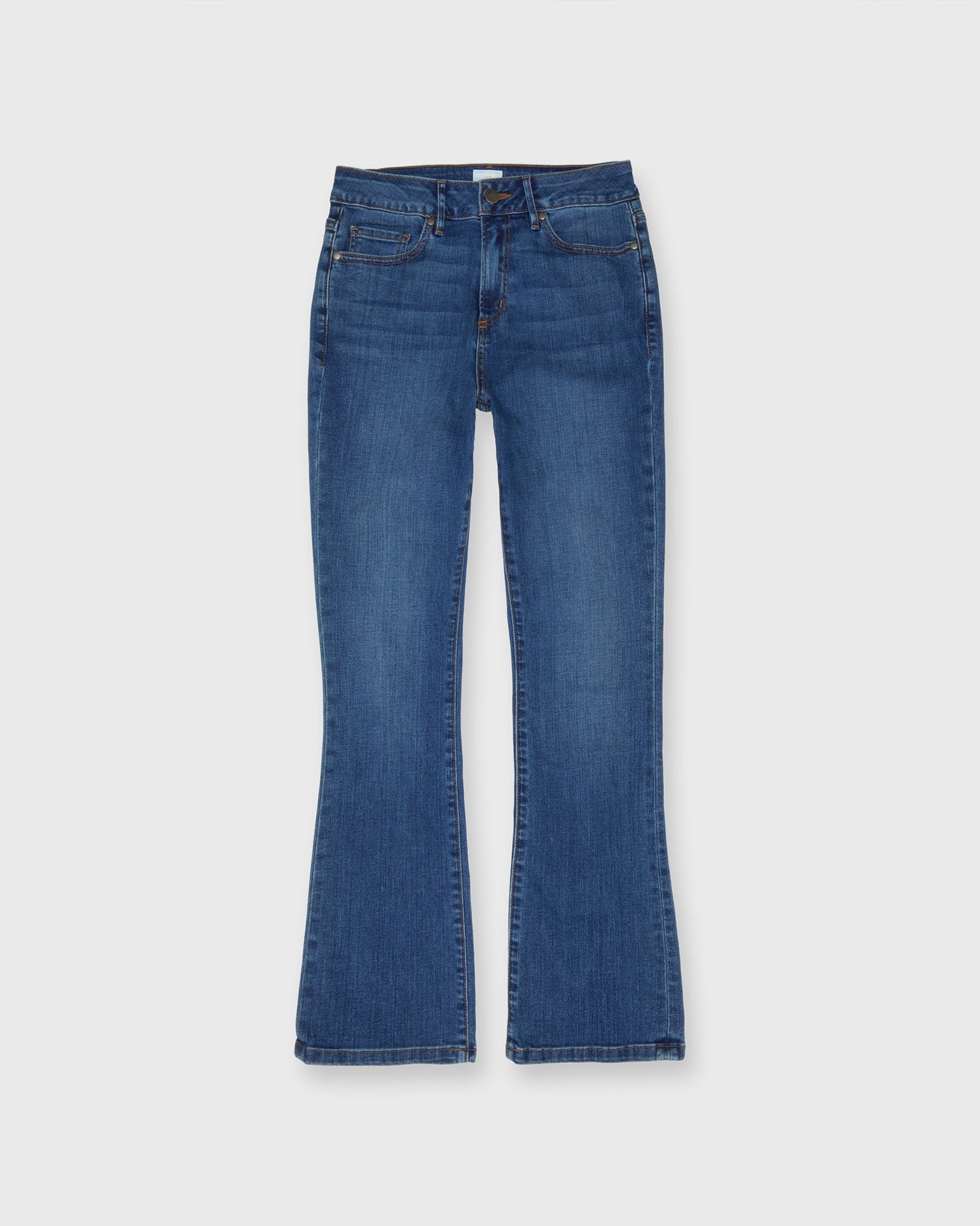 Flare Cropped 5-Pocket Jean in 5-Year Indigo Stretch Denim