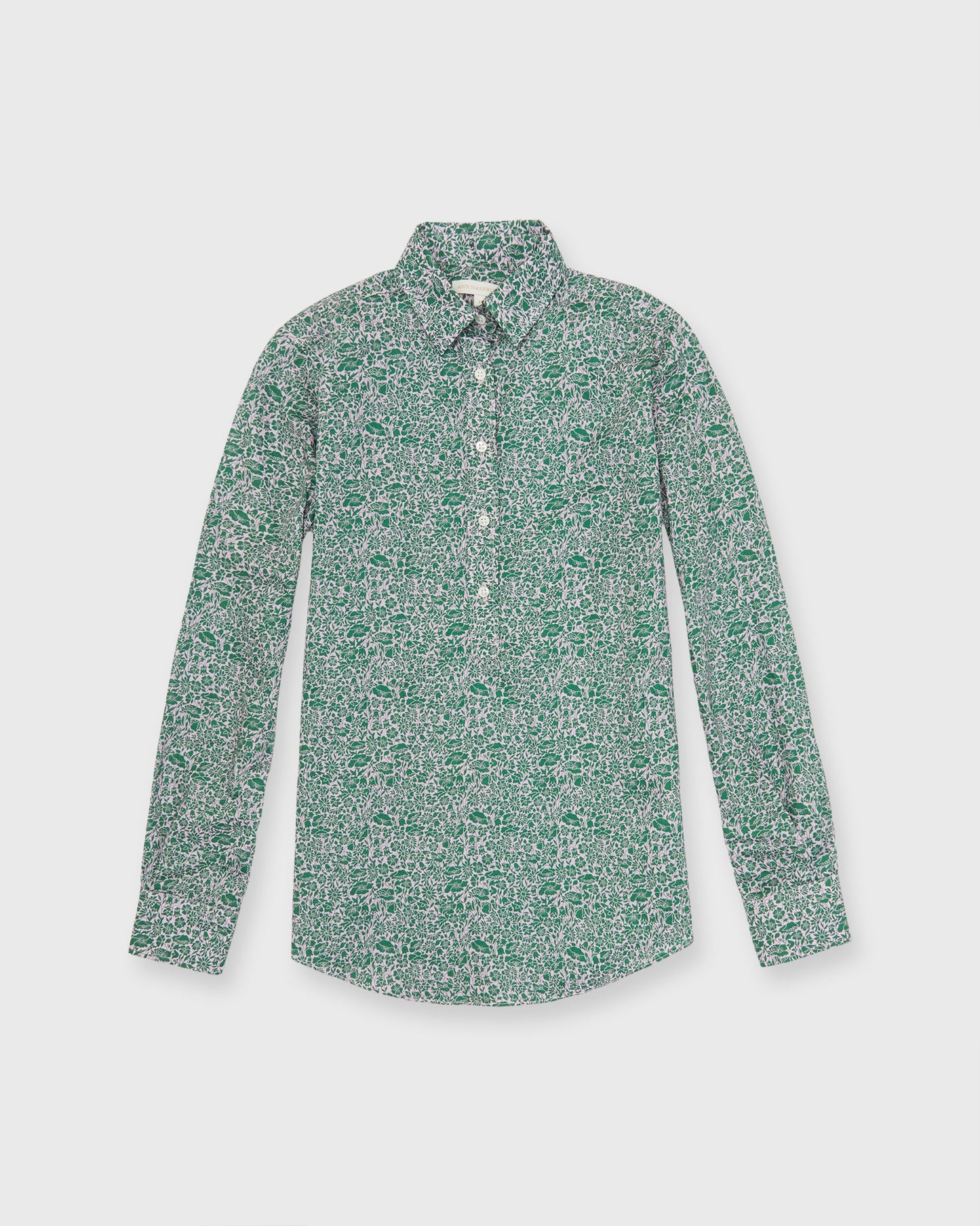 Tomboy Popover Shirt in Green/Rose Poppy Day Liberty Fabric