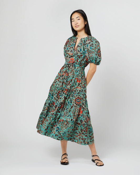 Olina Dress in Jade Trailing Lotus