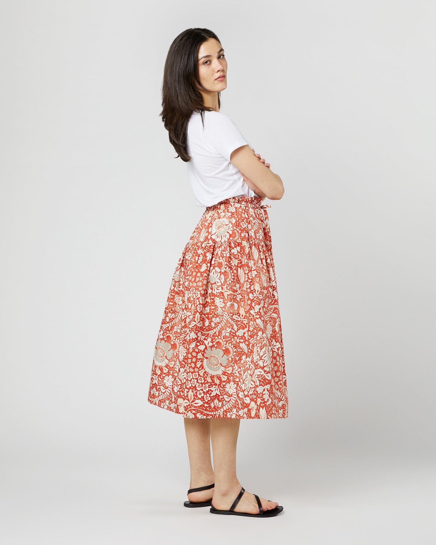 Fernanda Skirt in Orange Blossom Trailing Lotus