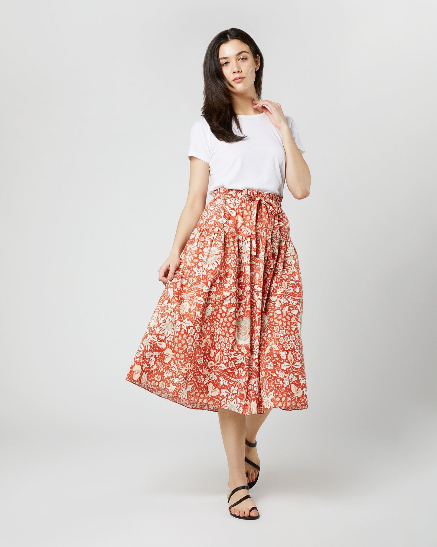 Fernanda Skirt in Orange Blossom Trailing Lotus