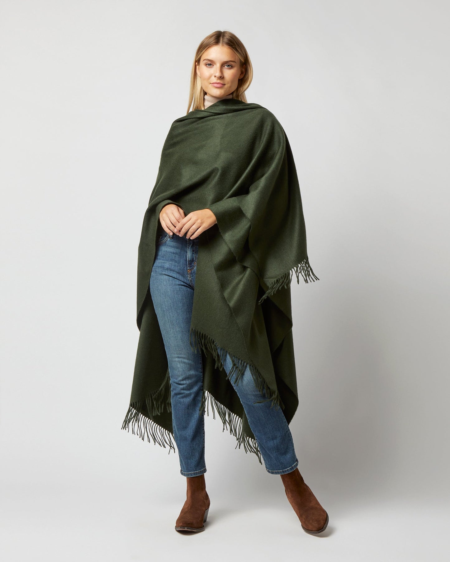 Cashmere Cape in Forest Green