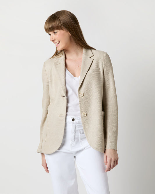 Stand-Up Collar Blazer in Sand