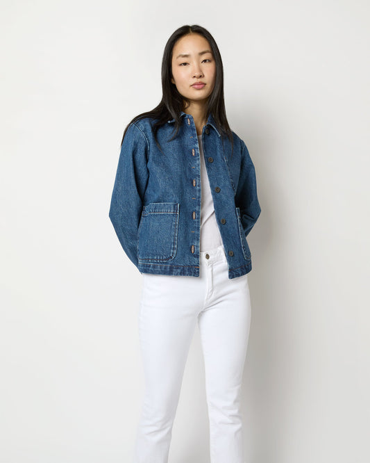 Nikkie Logo Jacket in Washed Indigo Denim