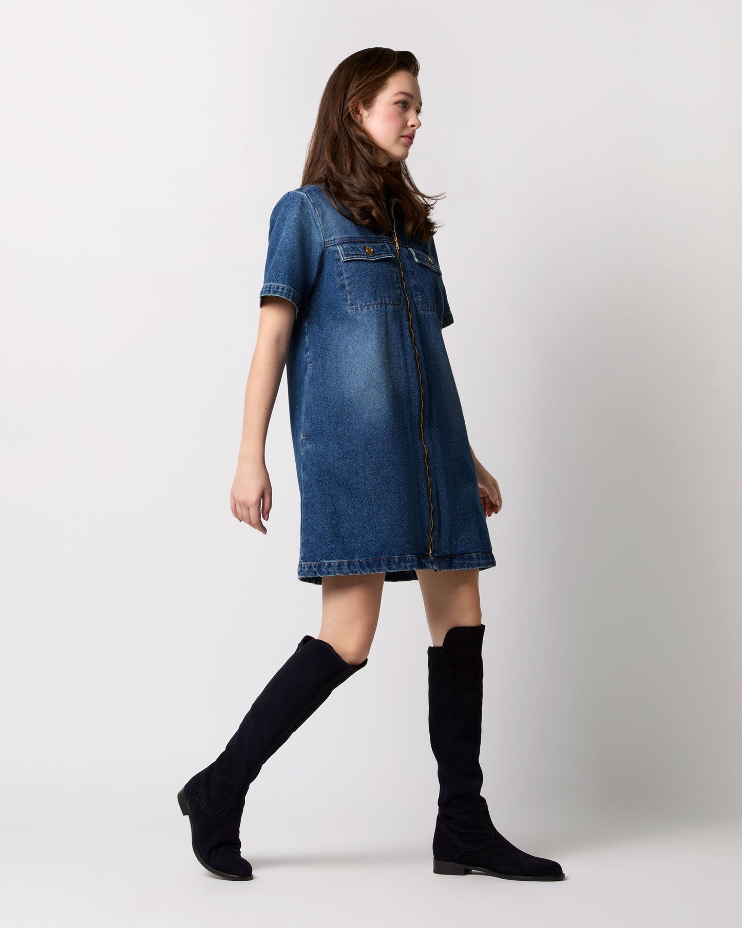 Amanda Dress in Washed Indigo