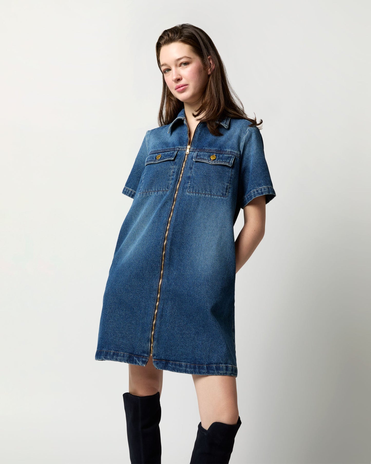 Amanda Dress in Washed Indigo