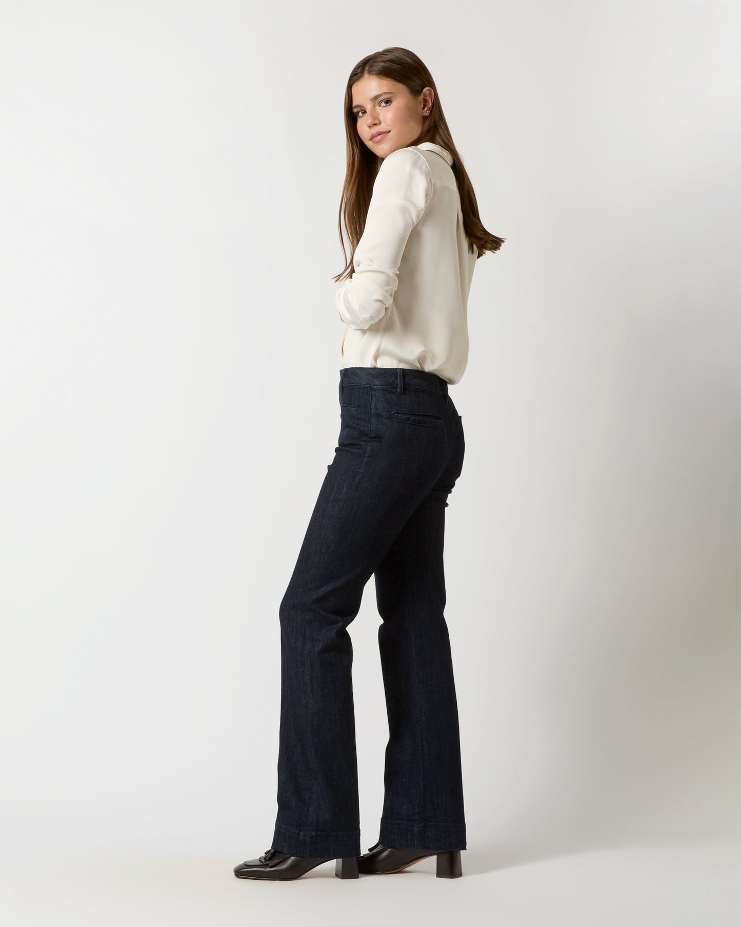 Sloane Trouser Jean in Dark Indigo Stretch Denim