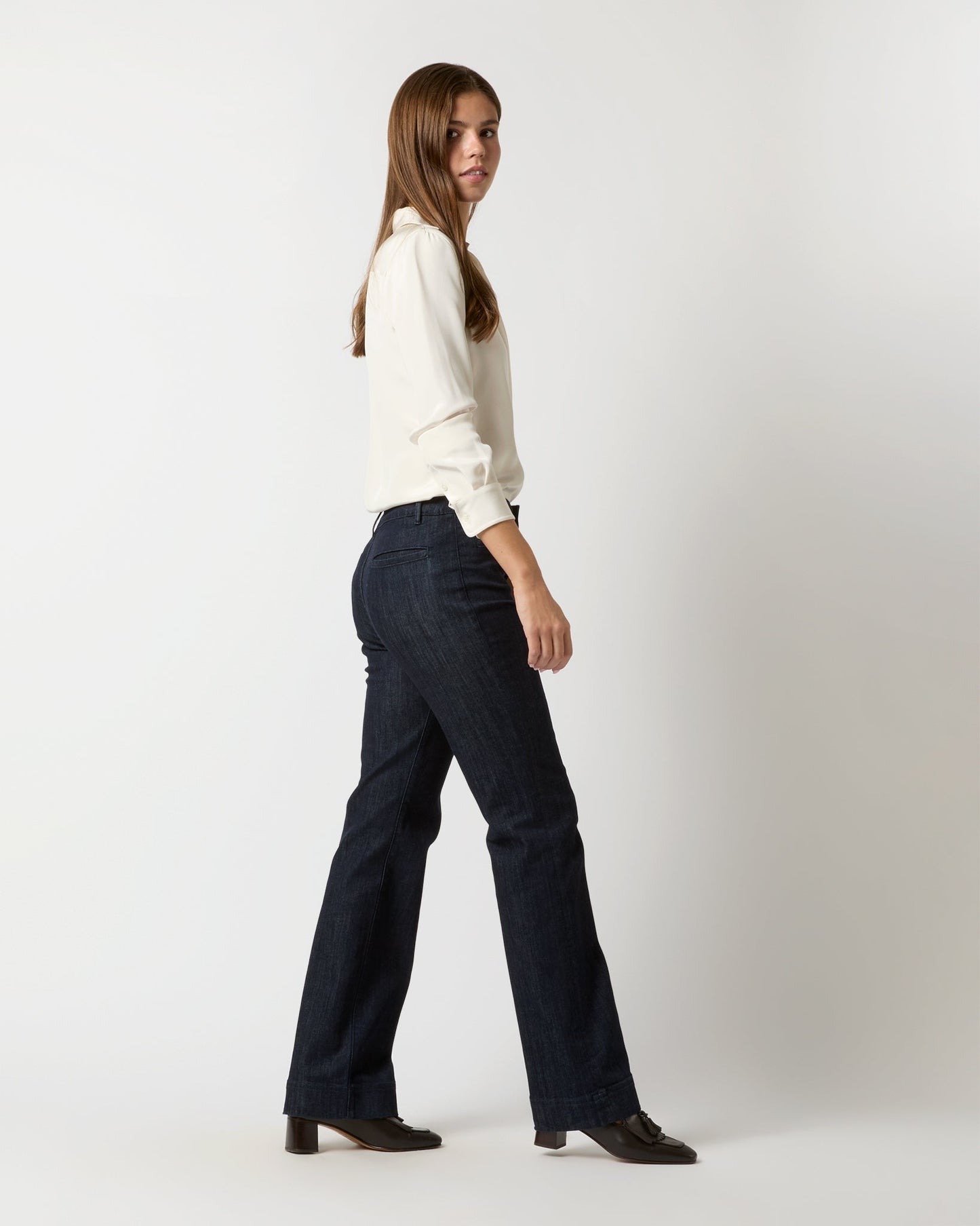 Sloane Trouser Jean in Dark Indigo Stretch Denim