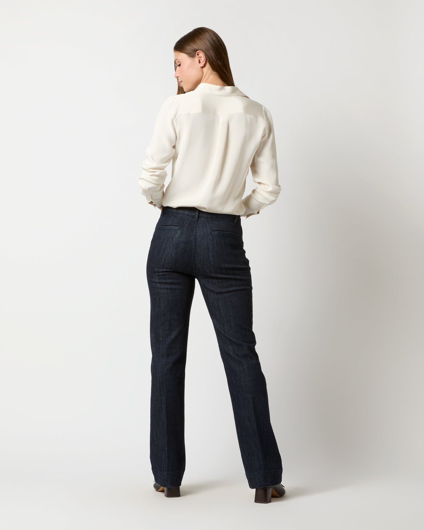 Sloane Trouser Jean in Dark Indigo Stretch Denim