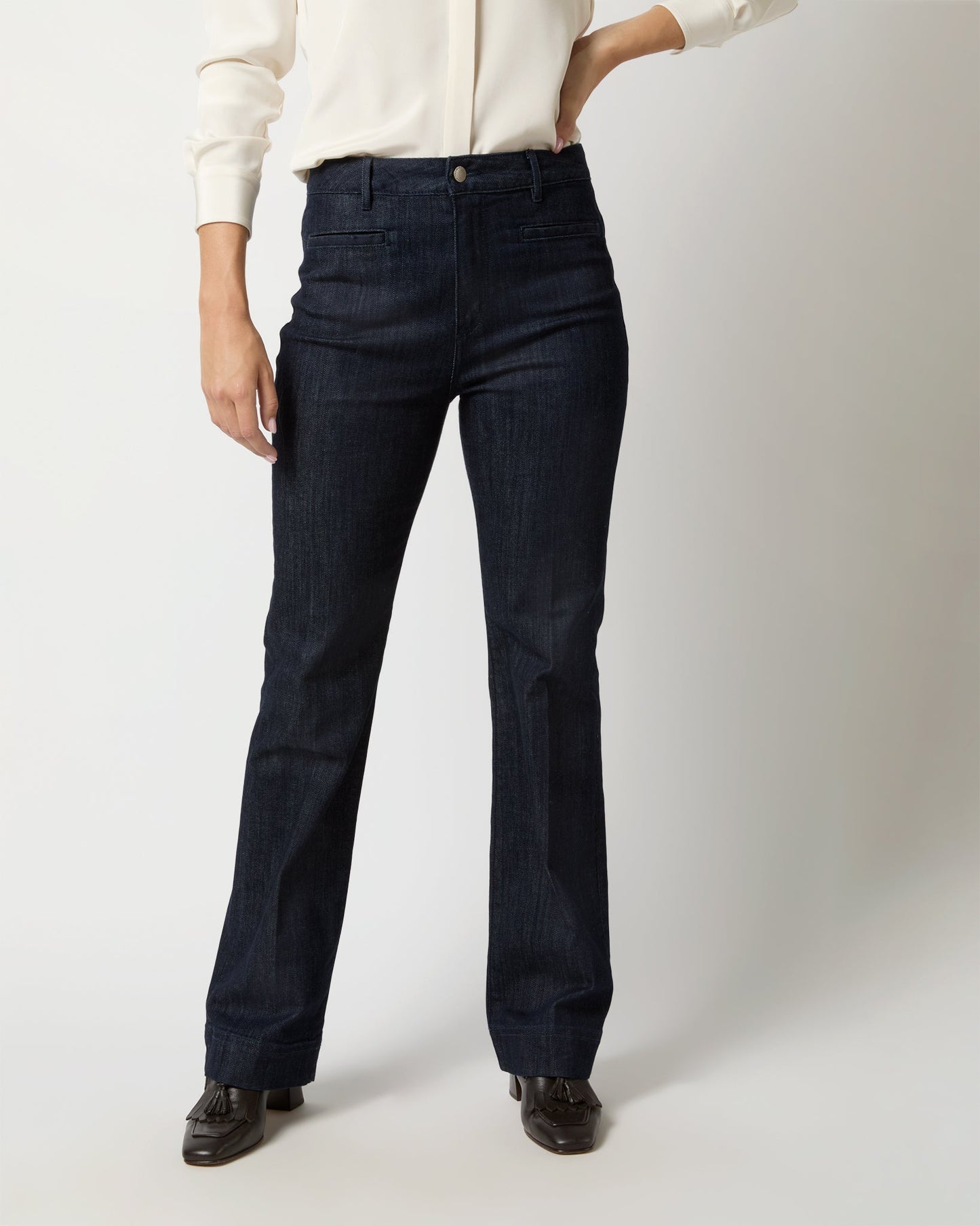 Sloane Trouser Jean in Dark Indigo Stretch Denim