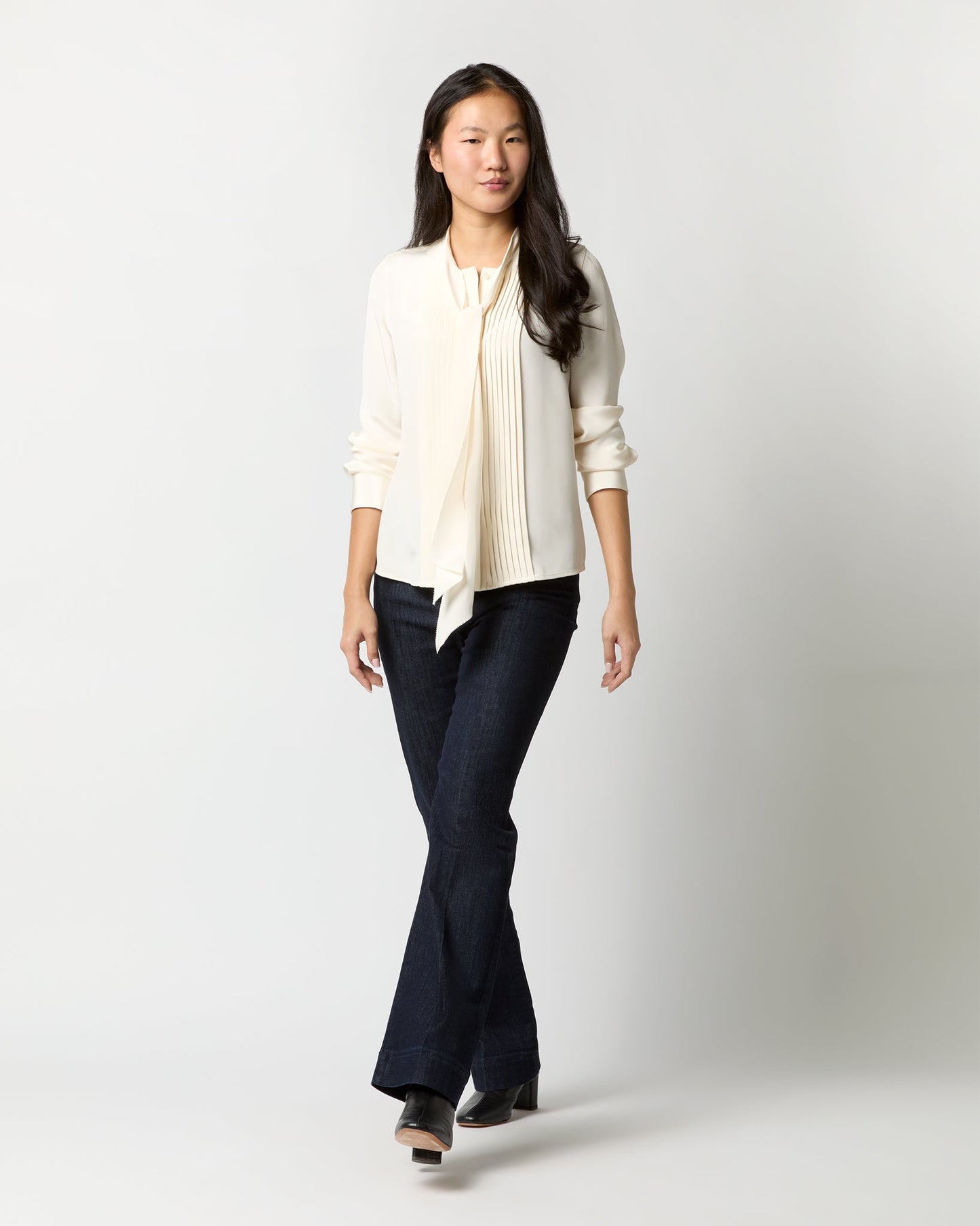 Marigold Blouse in Ivory Silk Crepe de Chine