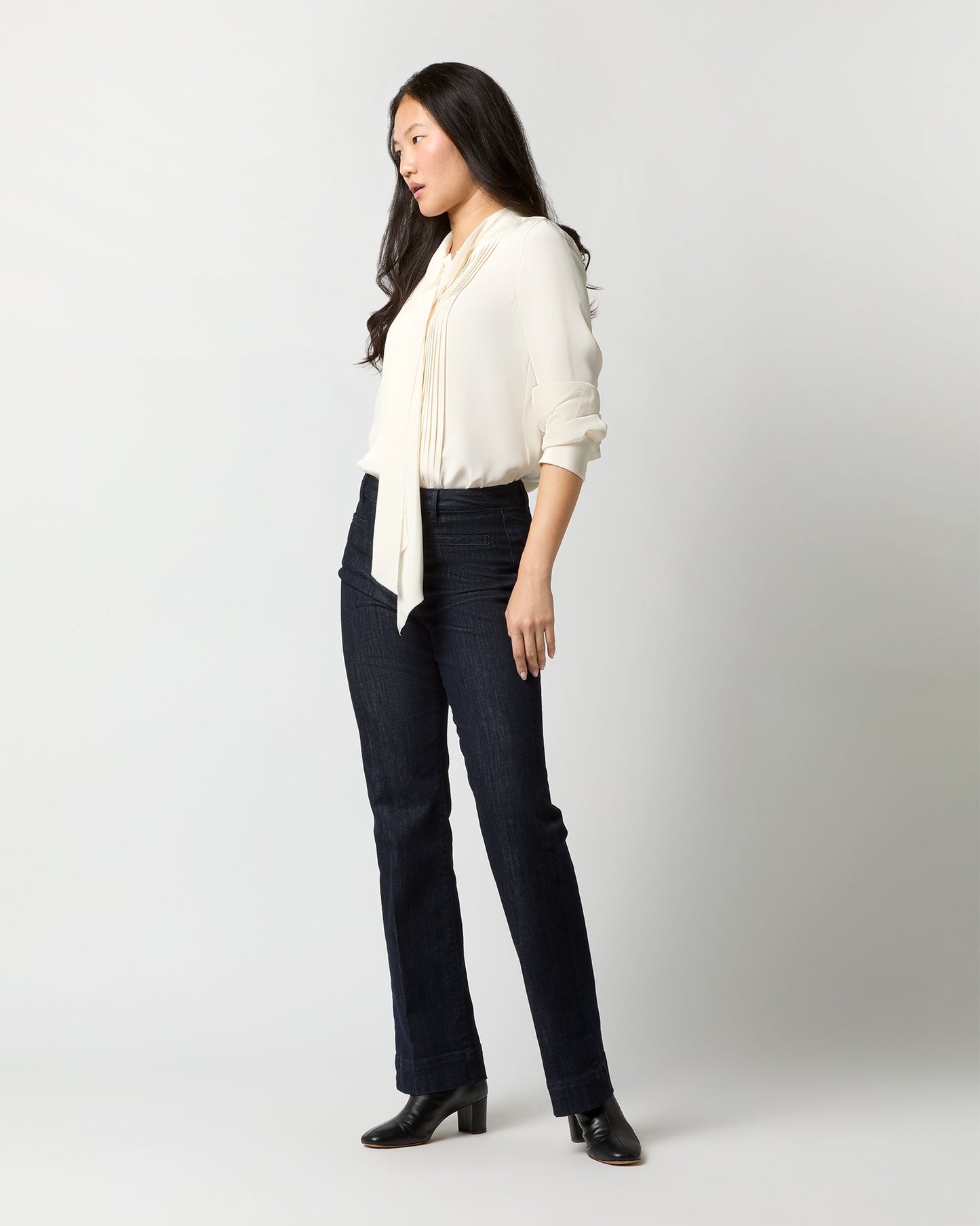 Marigold Blouse in Ivory Silk Crepe de Chine