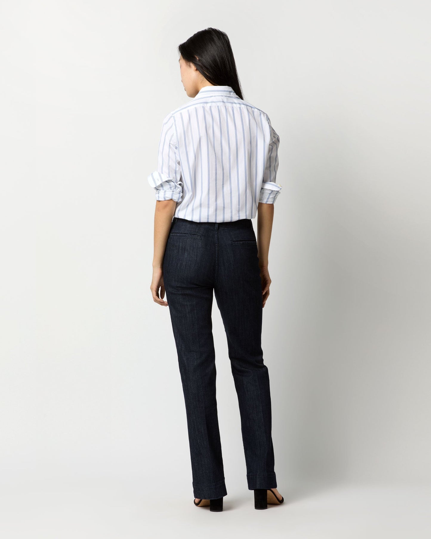 Understudy Shirt in White/Blue Multi Stripe Poplin