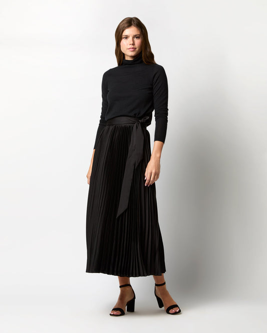 Julianne Wrap Skirt in Black Crepe