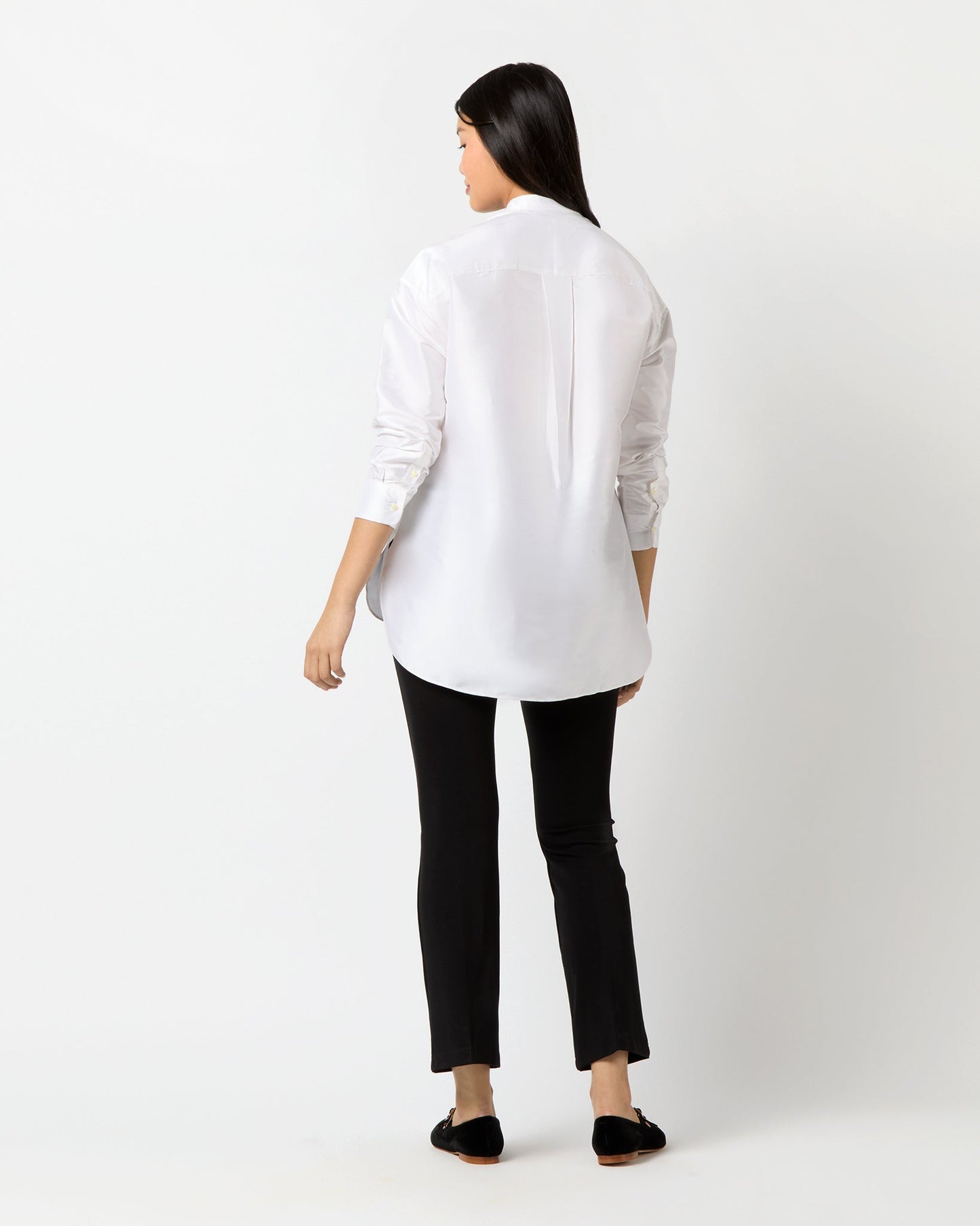 Christiane Bib-Front Tunic in Ivory Silk Shantung