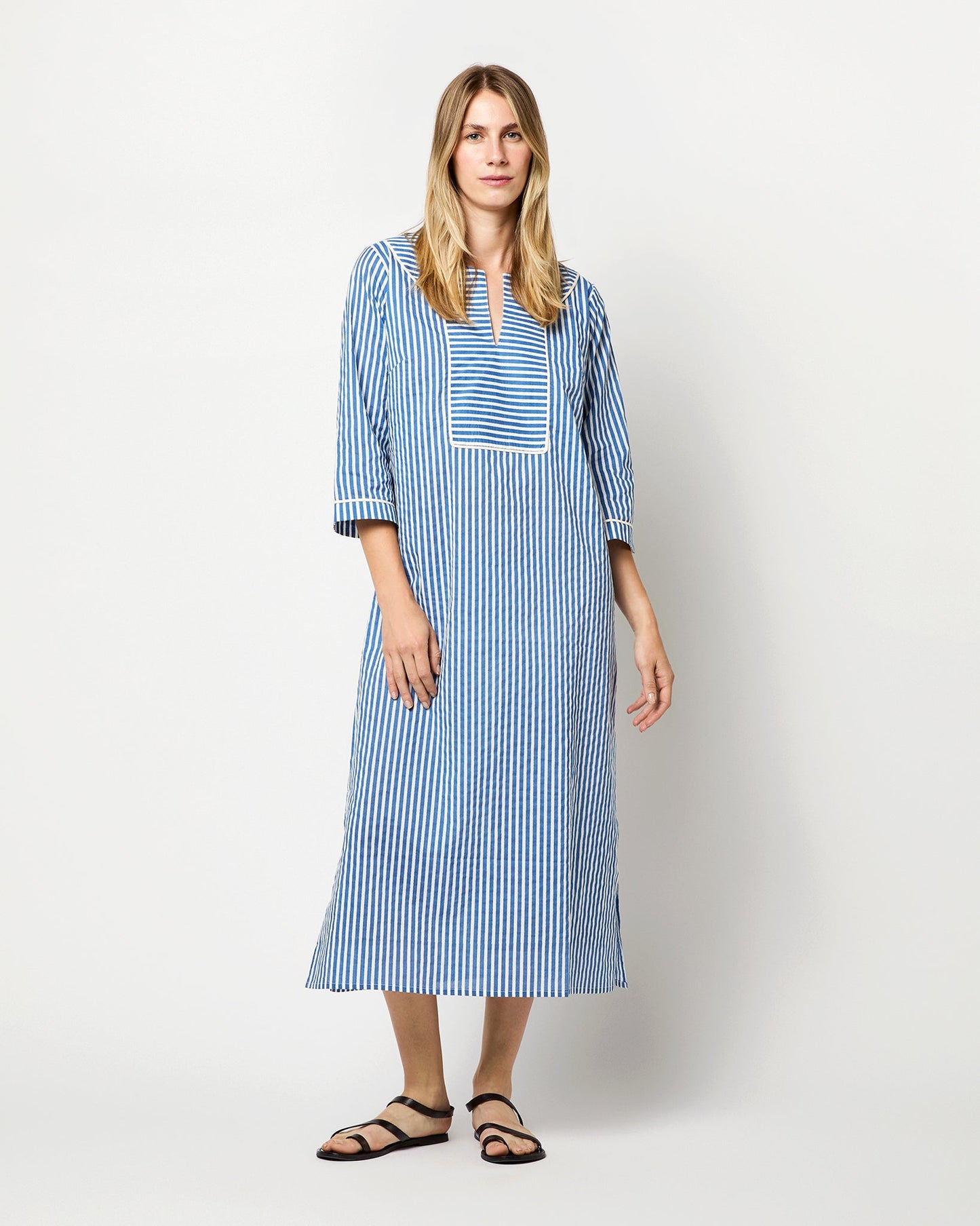 Himalaya Breeze Dress in Blue/White Stripes