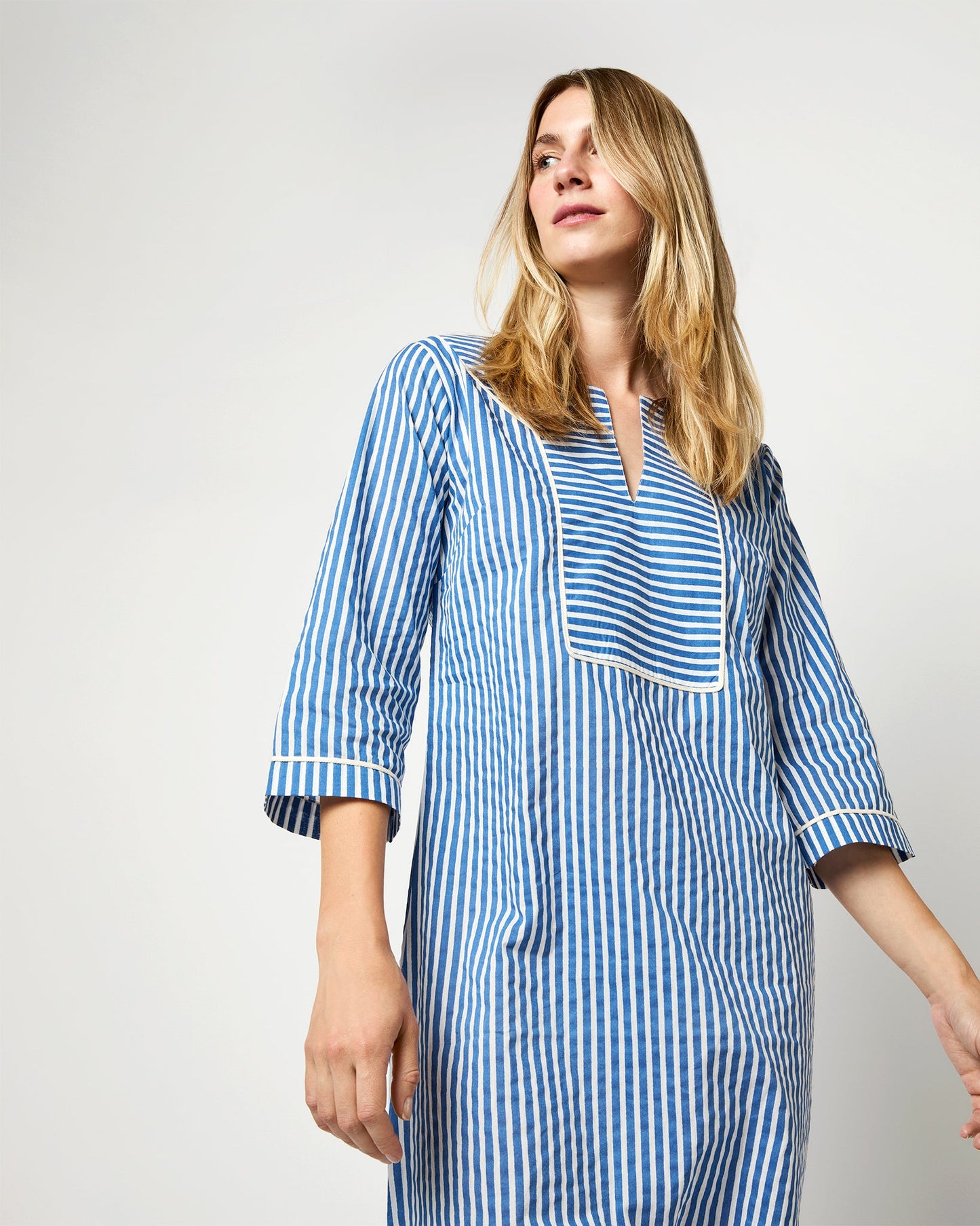 Himalaya Breeze Dress in Blue/White Stripes