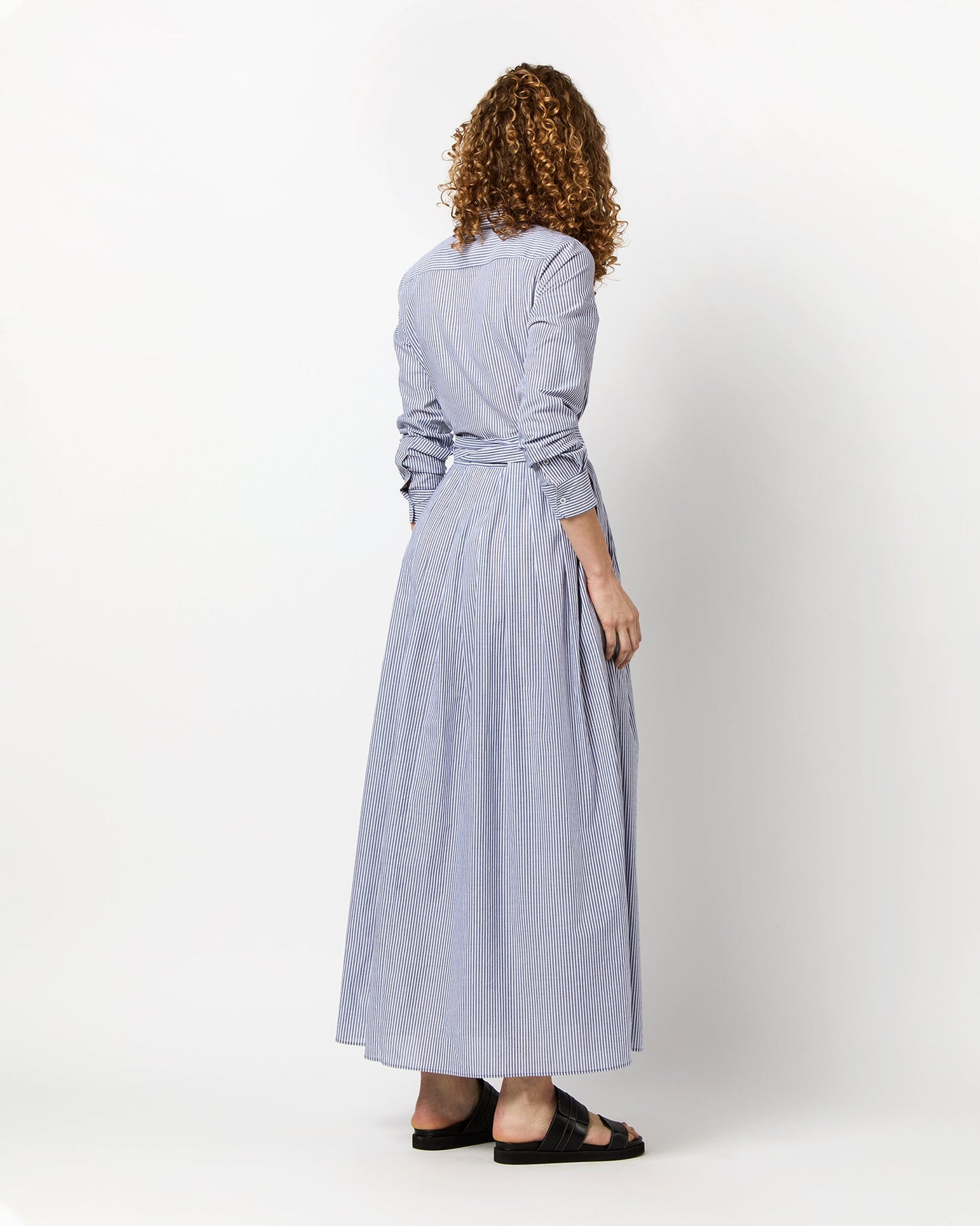 Ingrid Dress in Navy/White Bengal Stripe Cotton Lawn