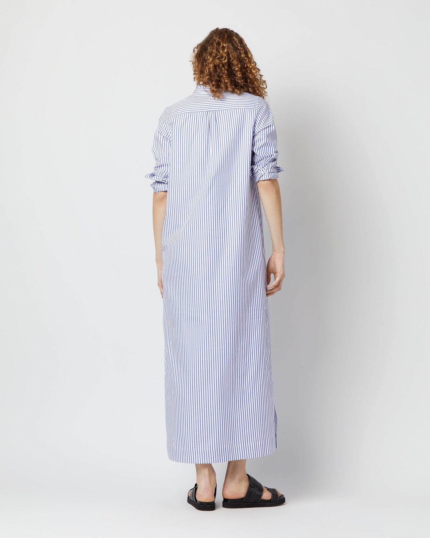 Frill Talitha Shirtdress in Blue/White Stripe Pinpoint