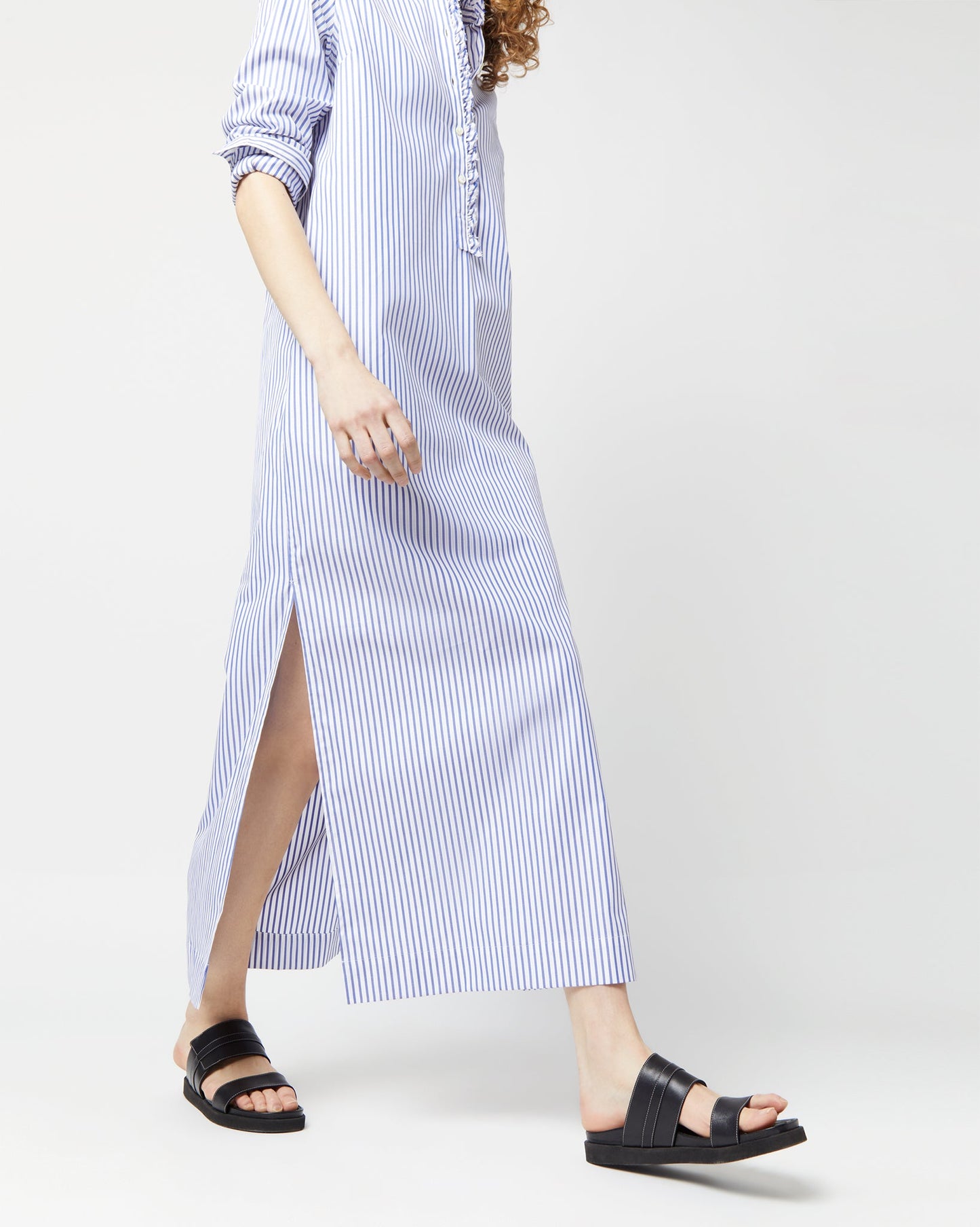 Frill Talitha Shirtdress in Blue/White Stripe Pinpoint