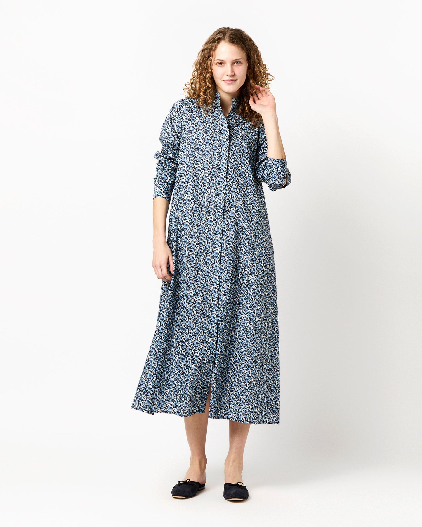 Annette Dress in Blue Elvington Orchard Liberty Fabric