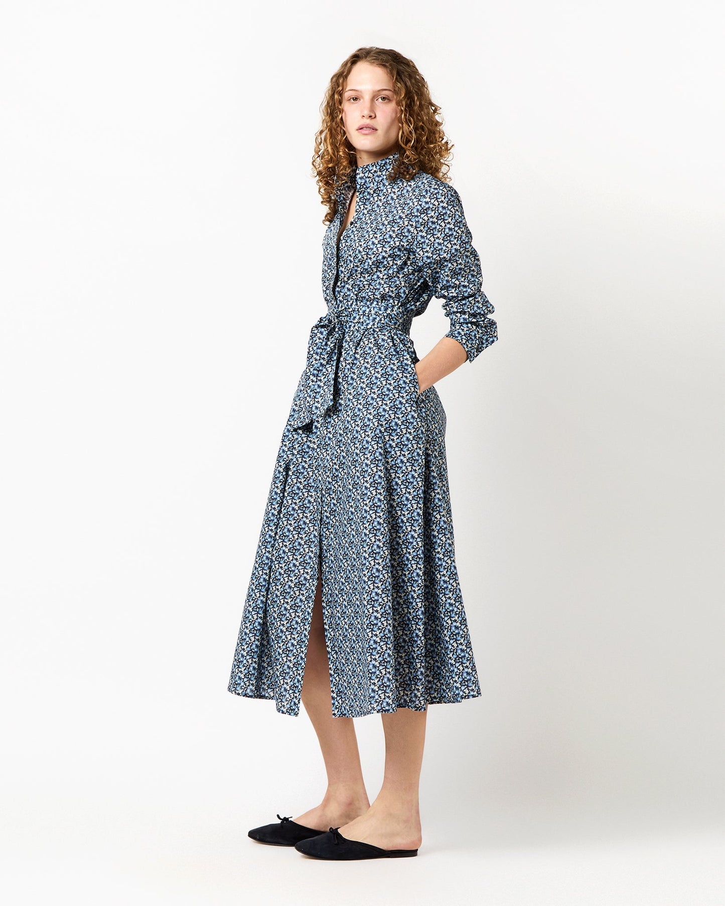 Annette Dress in Blue Elvington Orchard Liberty Fabric