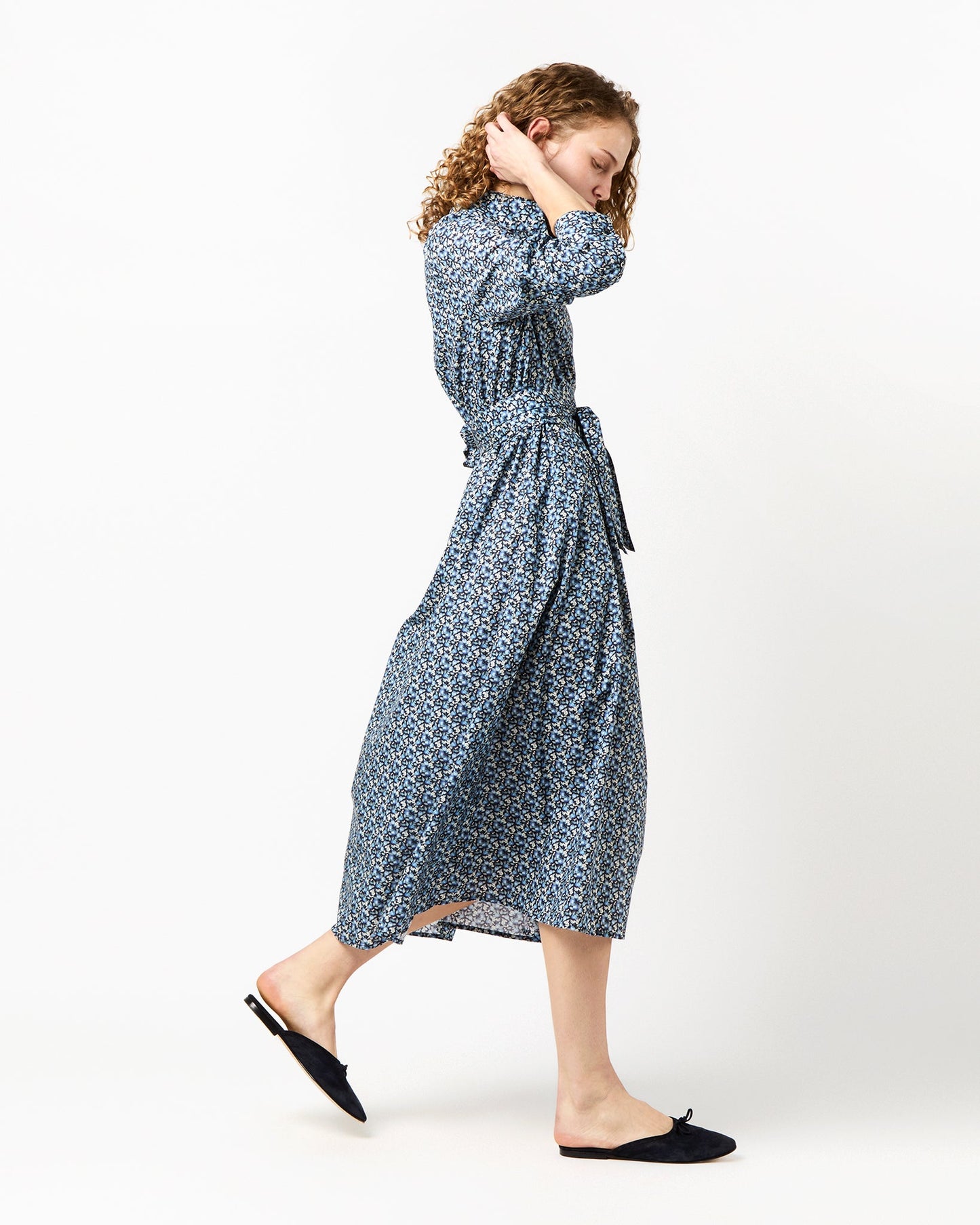 Annette Dress in Blue Elvington Orchard Liberty Fabric