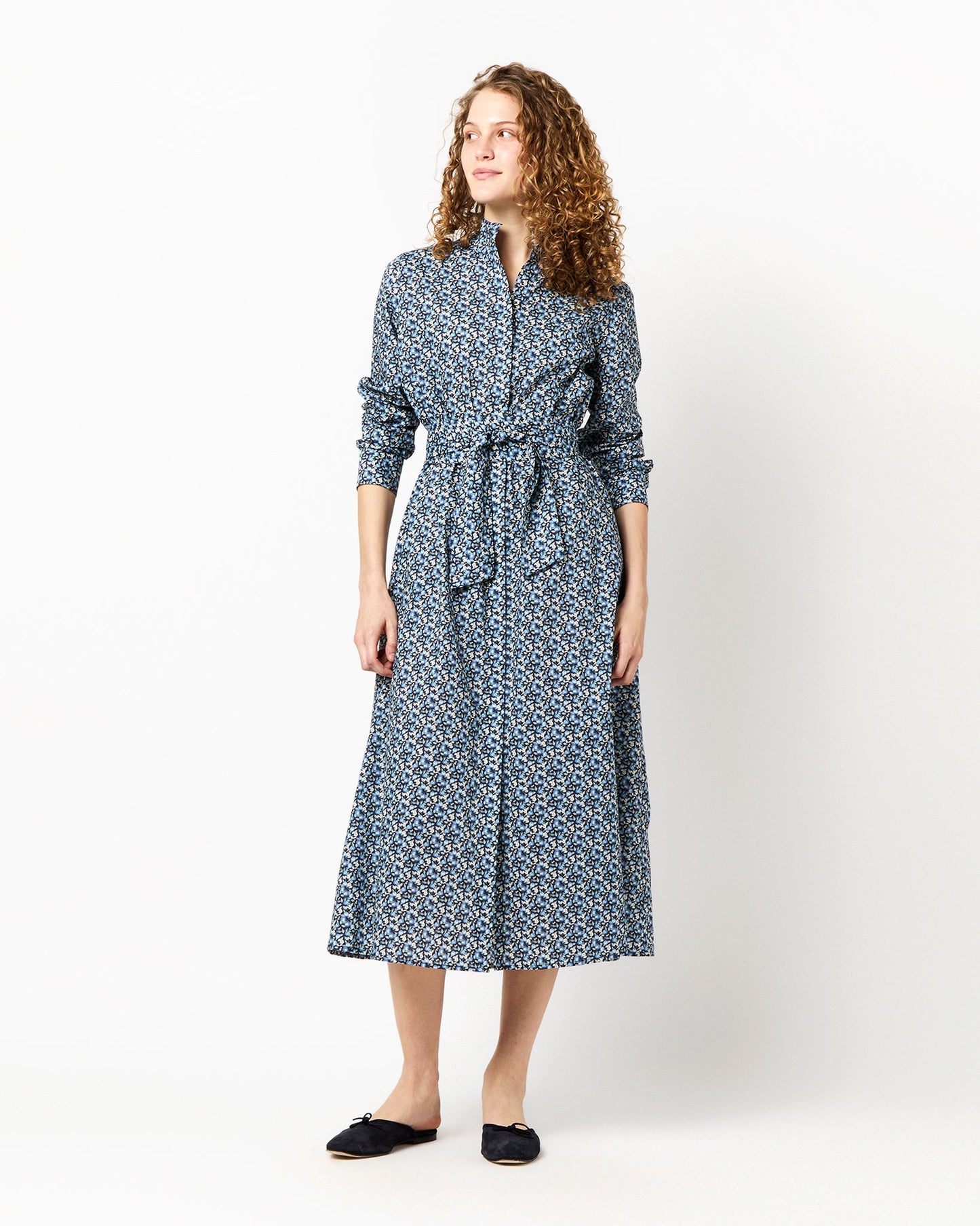 Annette Dress in Blue Elvington Orchard Liberty Fabric