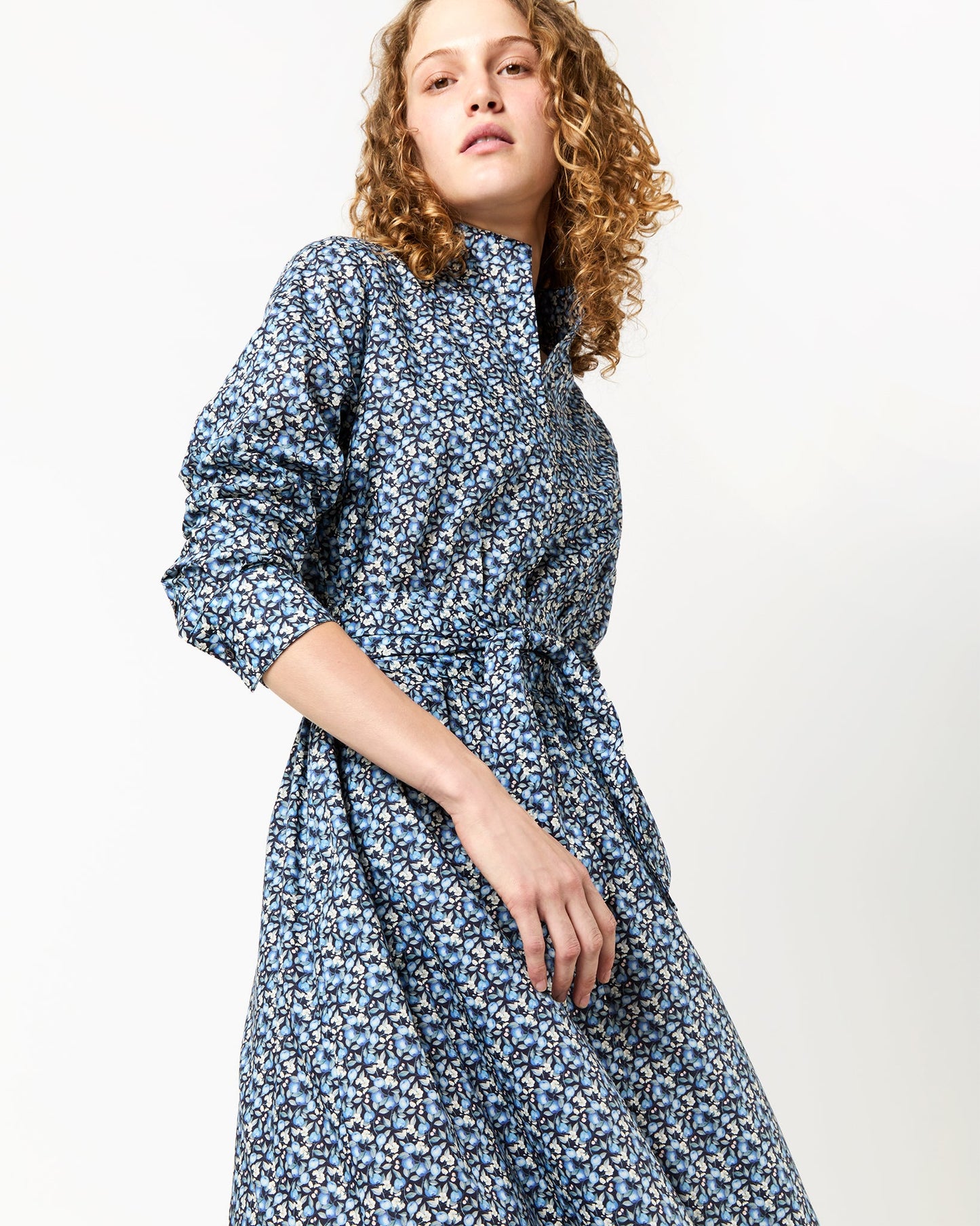 Annette Dress in Blue Elvington Orchard Liberty Fabric