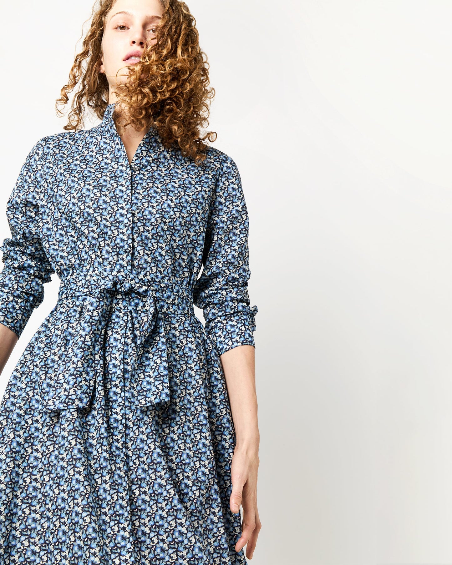 Annette Dress in Blue Elvington Orchard Liberty Fabric