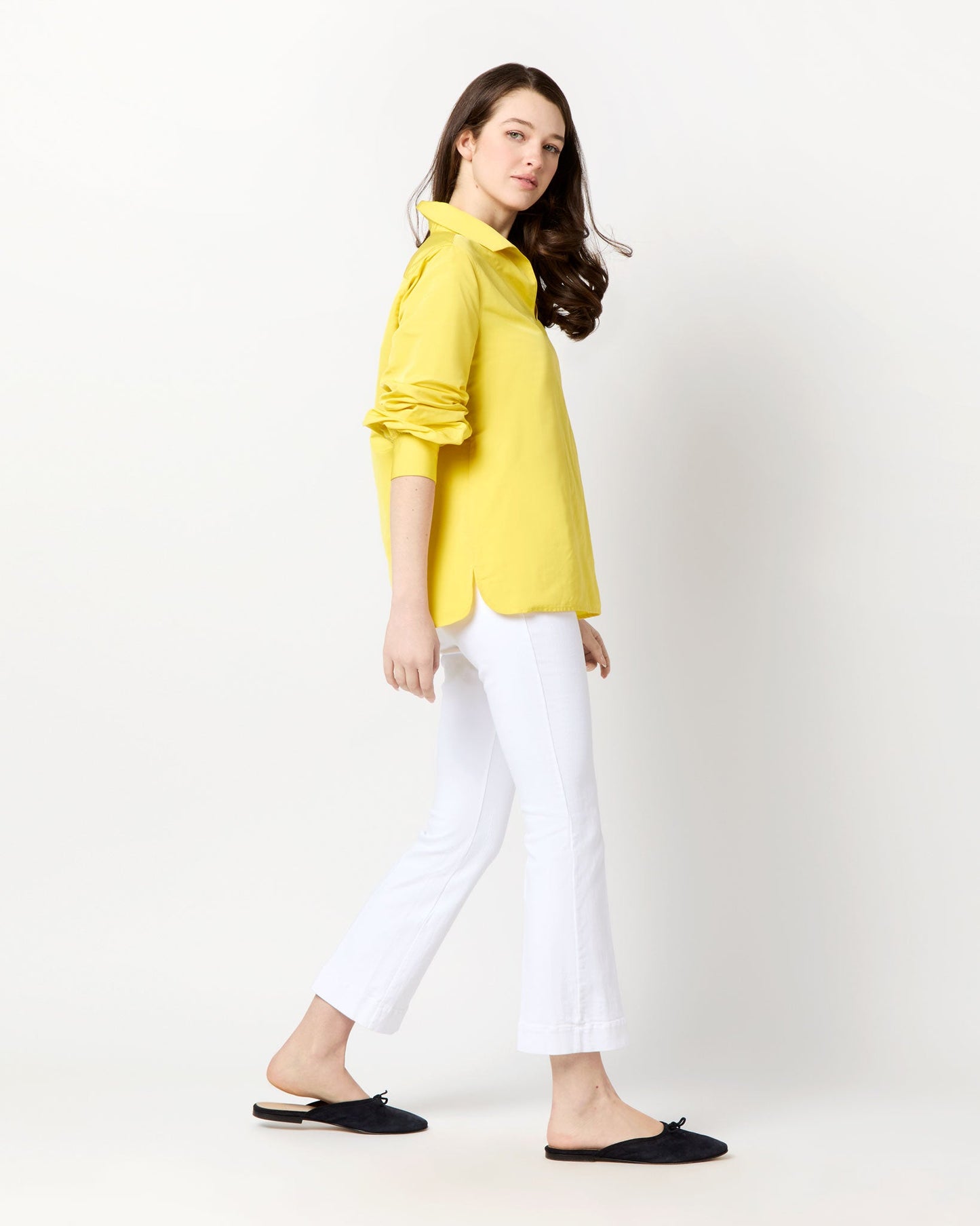 Carolina Top in Yellow Nylon Faille